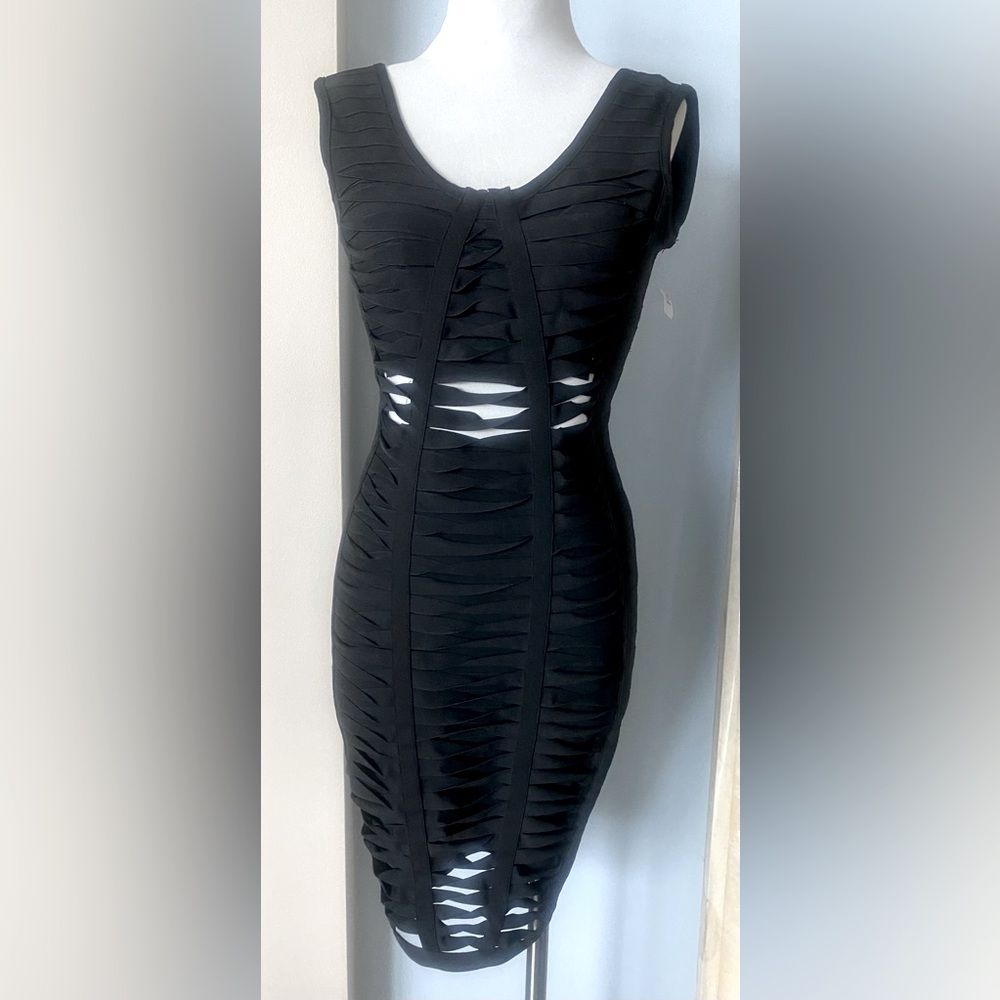 WOW Couture Gold Label Party Black Bandage Going Out Sexy Dress S NWOT